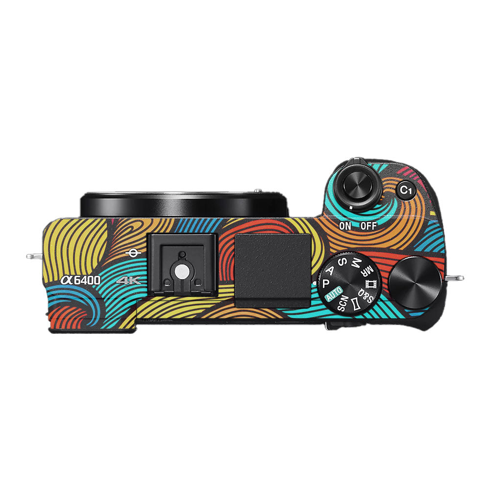 Retro Colorful Doodle Art Pattern Sony A6400 Camera Skin