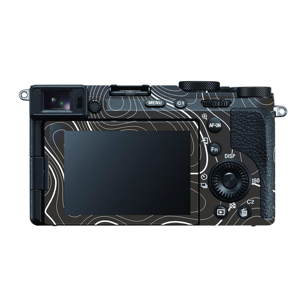 Grayscale Topographic Lines Sony A7 CII Camera Skins