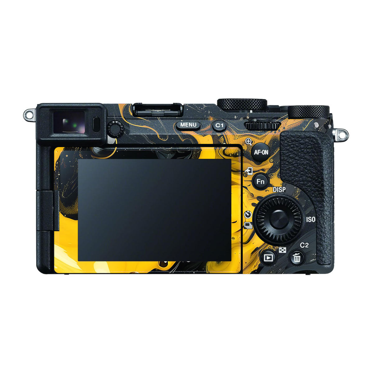 Yellow and Black Paint Swirls Sony A7 CII Camera Skins