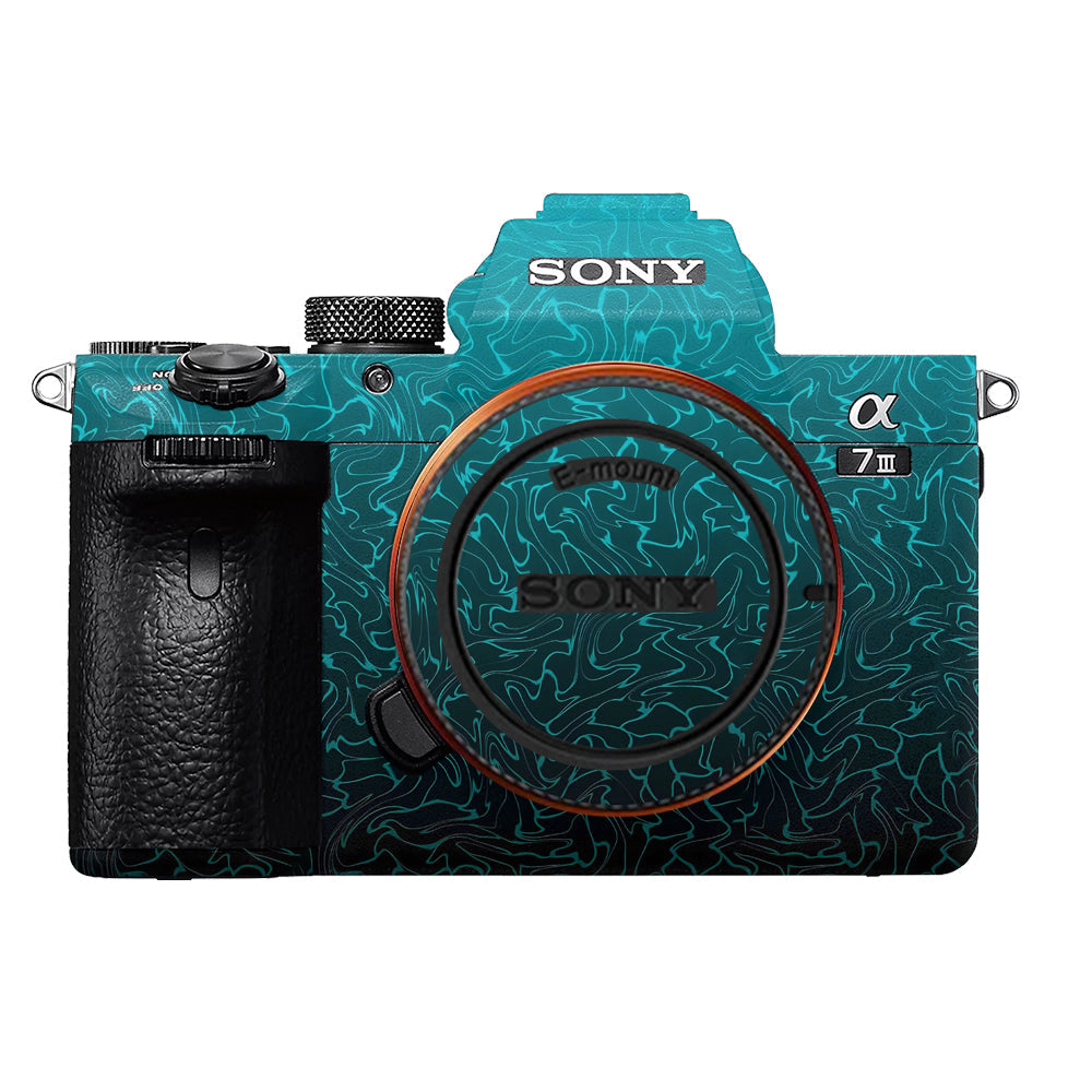 Cyan Blue to Black Gradient Sony A7MIII Camera Skins