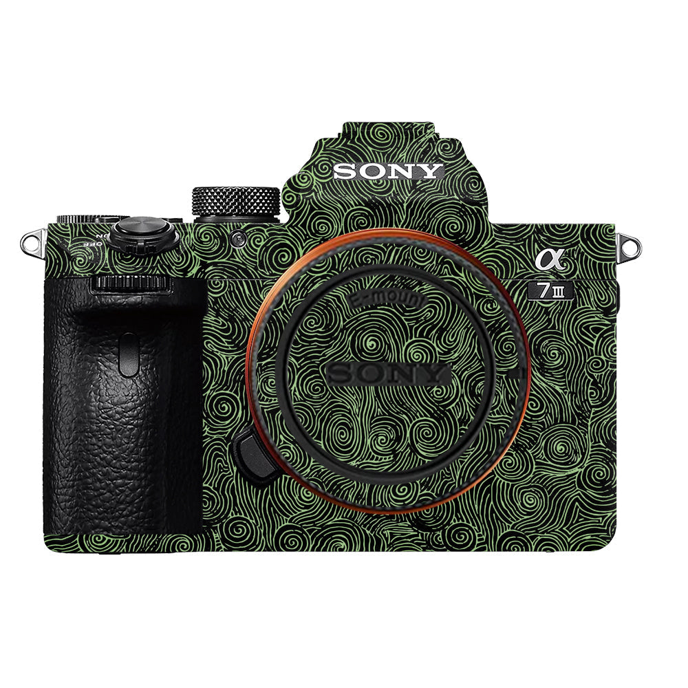 Green Spirals Sony A7MIII Camera Skins