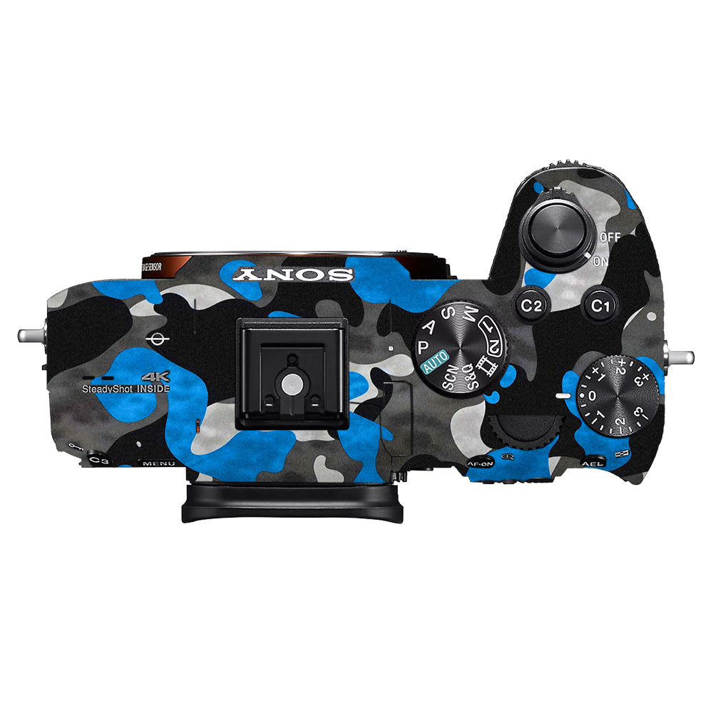 Blue Grey Camo Sony A7MIII Camera Skins