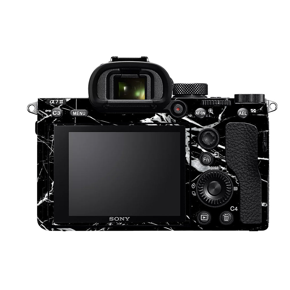 White Veins on Black Sony A7MIII Camera Skins