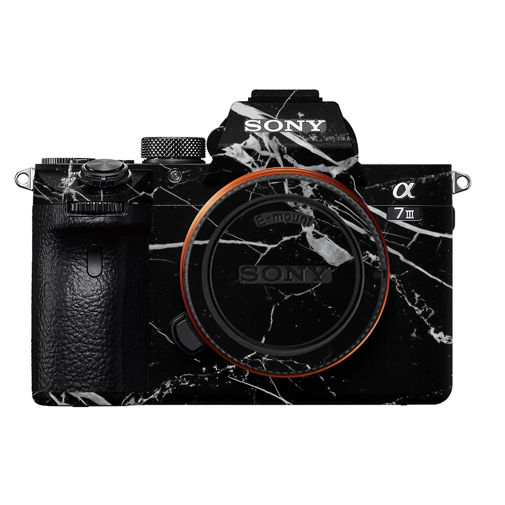 White Veins on Black Sony A7MIII Camera Skins