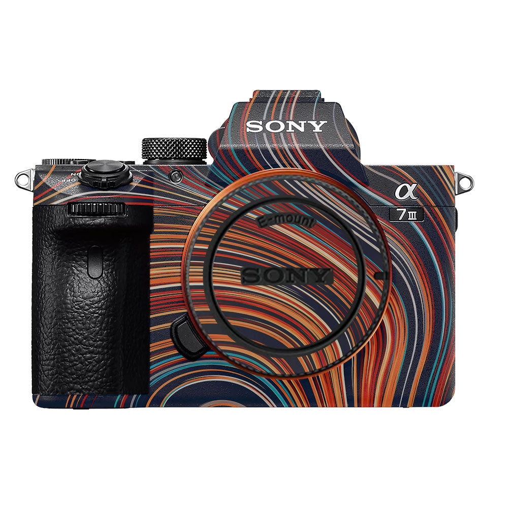 Retro Abstract Striped Swirl Sony A7MIII Camera Skin