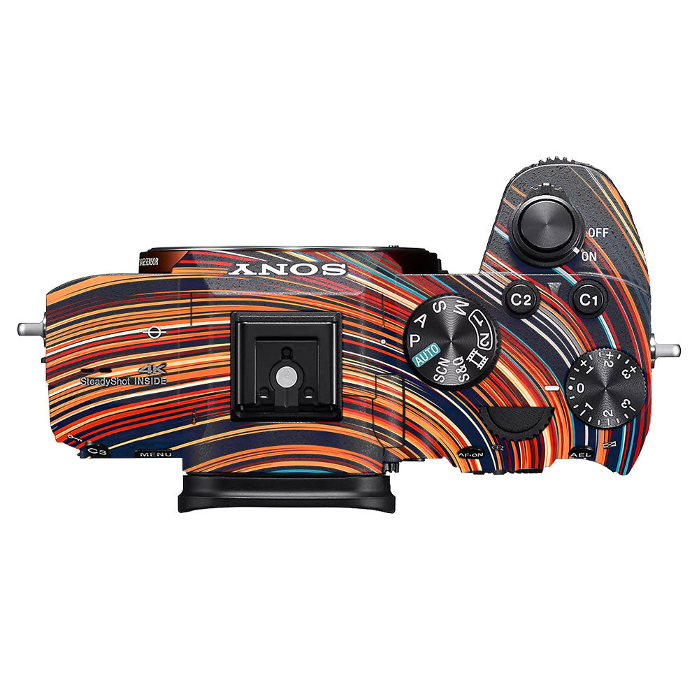 Retro Abstract Striped Swirl Sony A7MIII Camera Skin