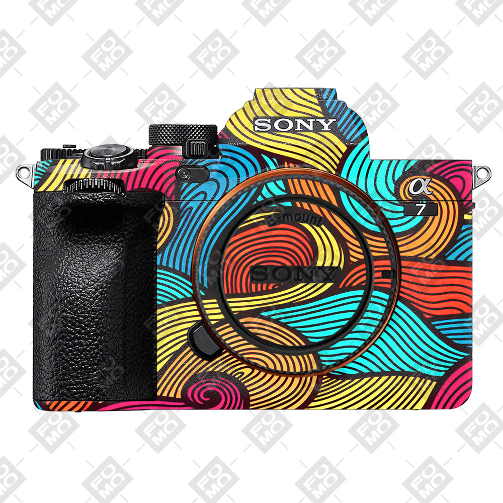 Retro Colorful Doodle Art Pattern Sony A7MIV Camera Skin