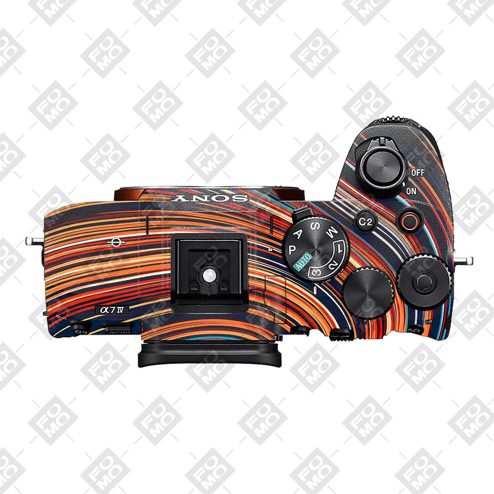 Retro Abstract Striped Swirl Sony A7MIV Camera Skin