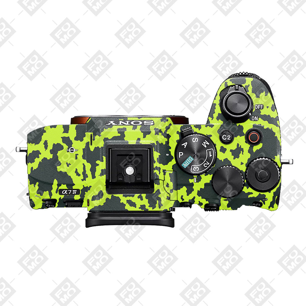 Neon Green Splatter Sony A7MIV Camera Skins