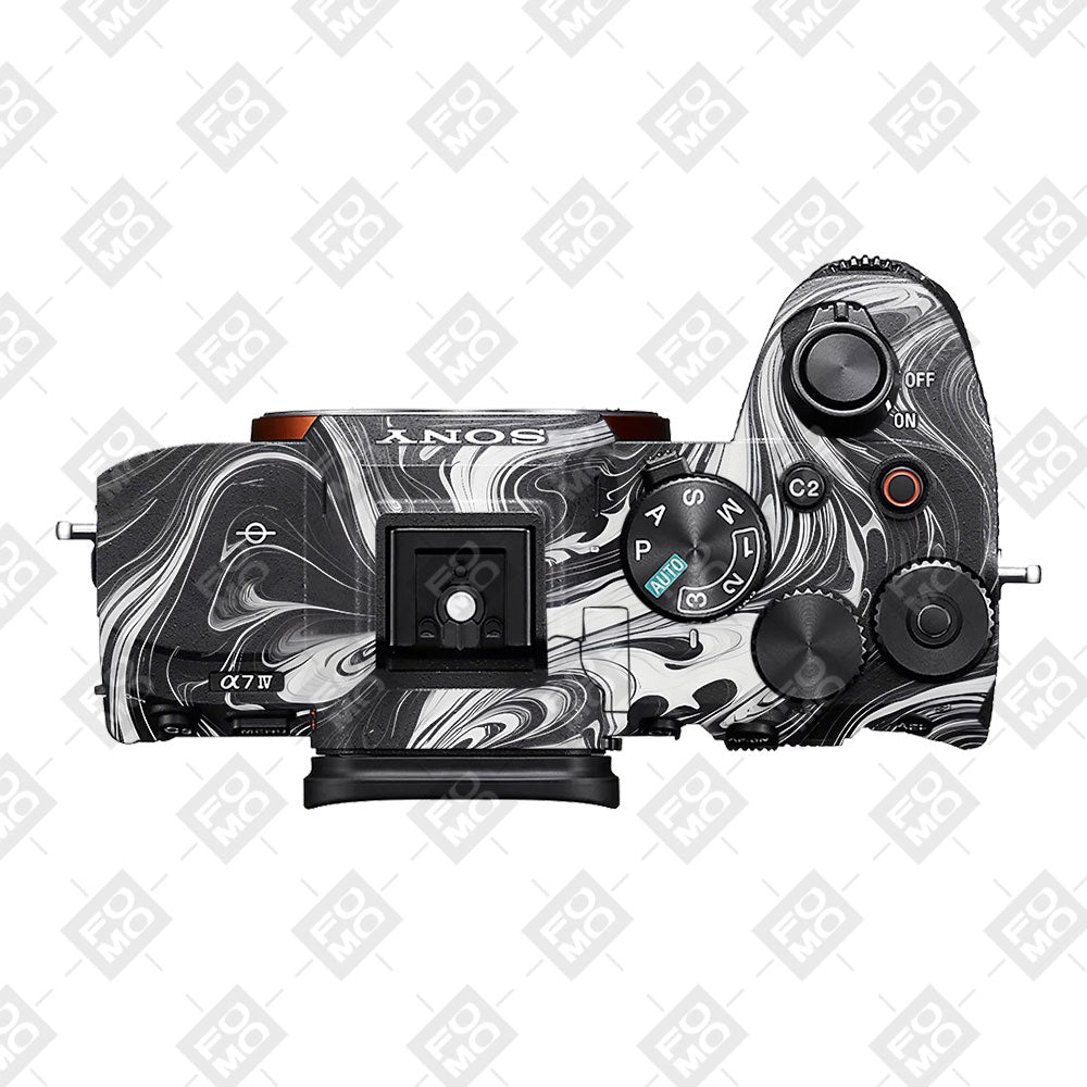 Black and White Marble Sony A7MIV Camera Skins