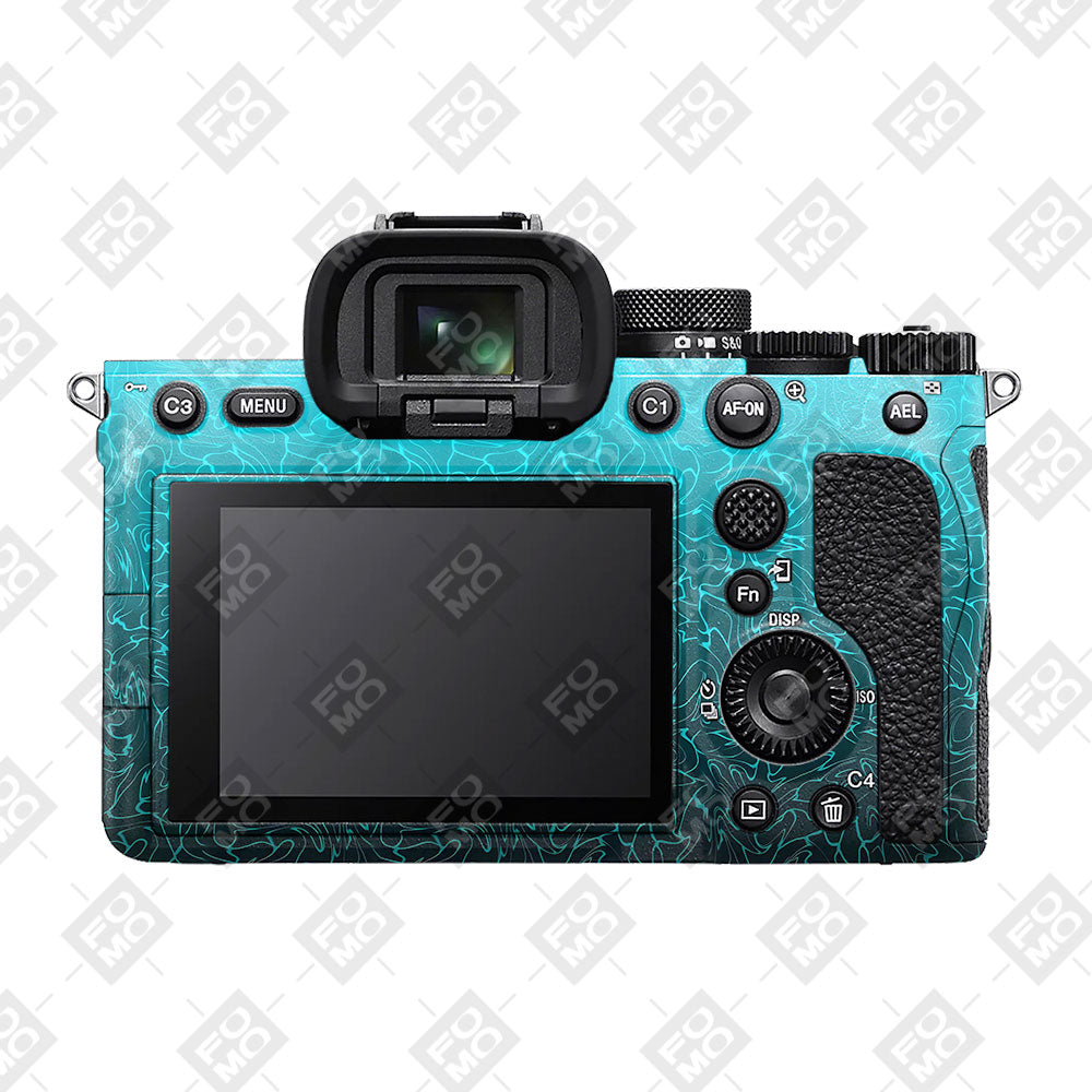 Cyan Blue to Black Gradient Sony A7MIV Camera Skins