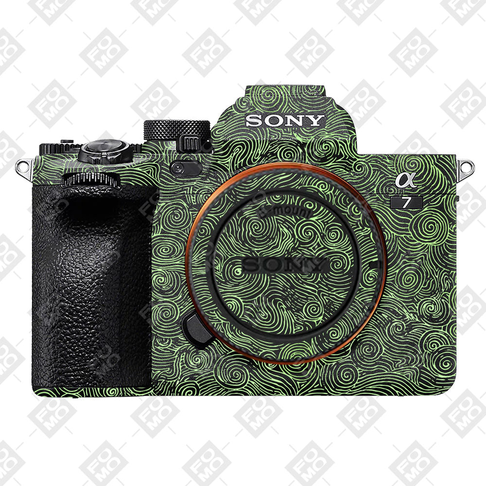 Green Spirals Sony A7MIV Camera Skins