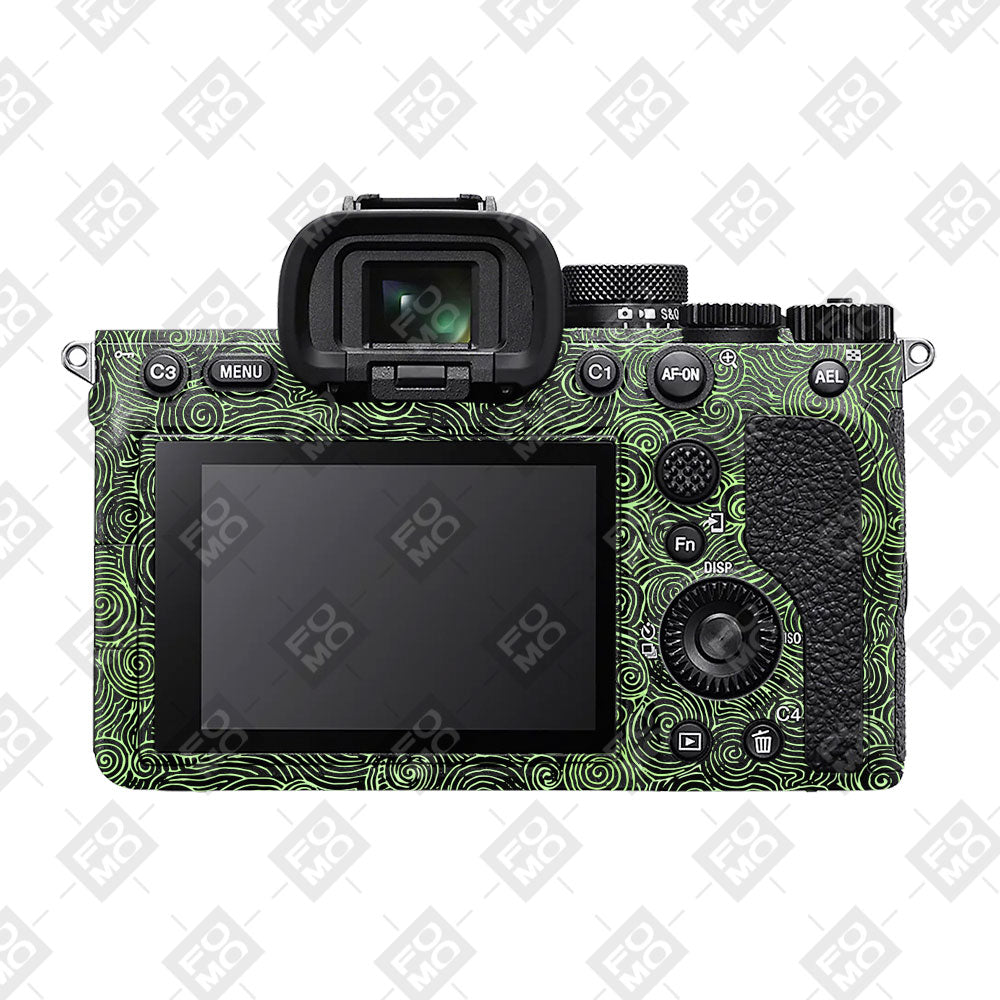 Green Spirals Sony A7MIV Camera Skins