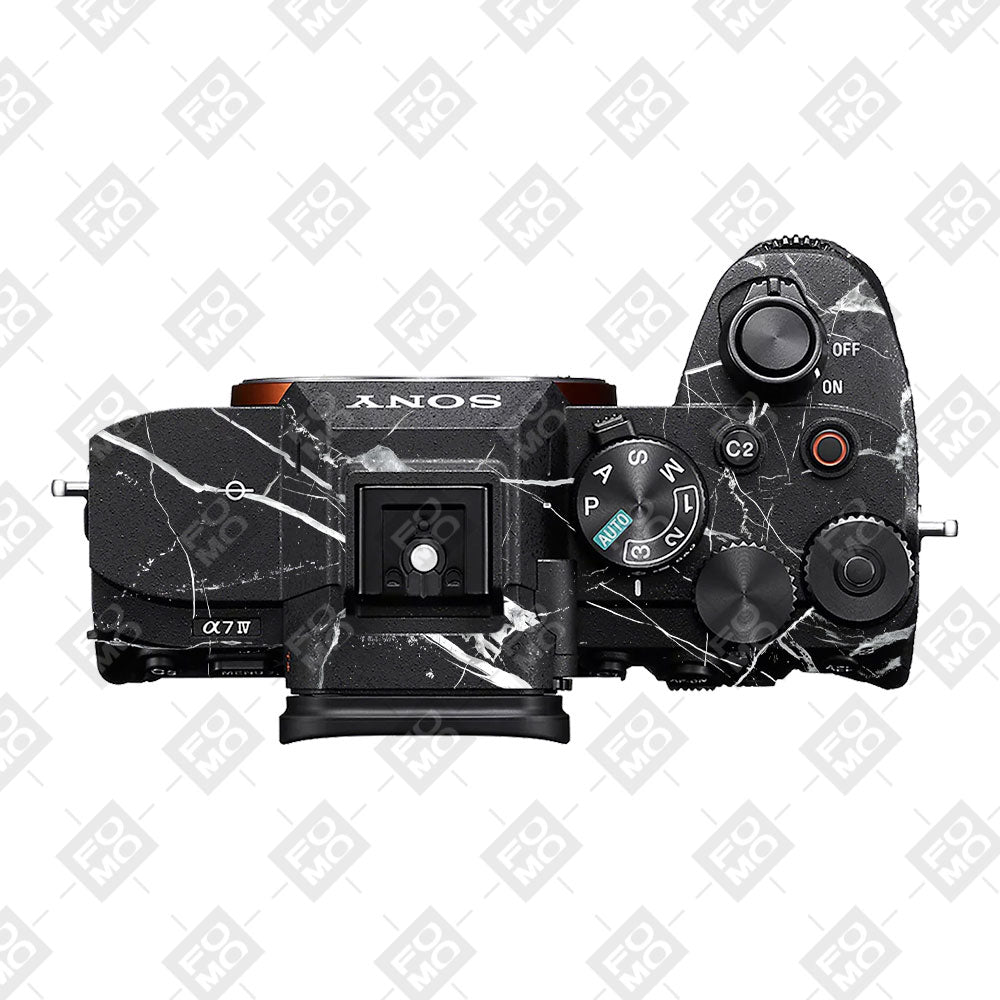 White Veins on Black Sony A7MIV Camera Skins