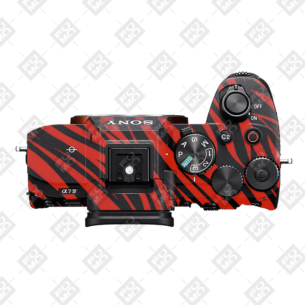 Red and Black Stripes Sony A7MIV Camera Skins