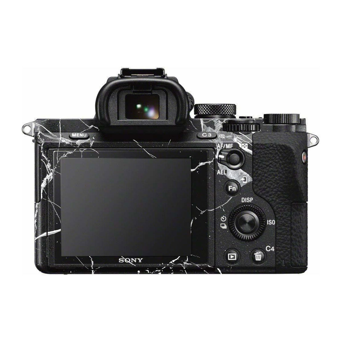 White Veins on Black Sony A7R II Camera Skins