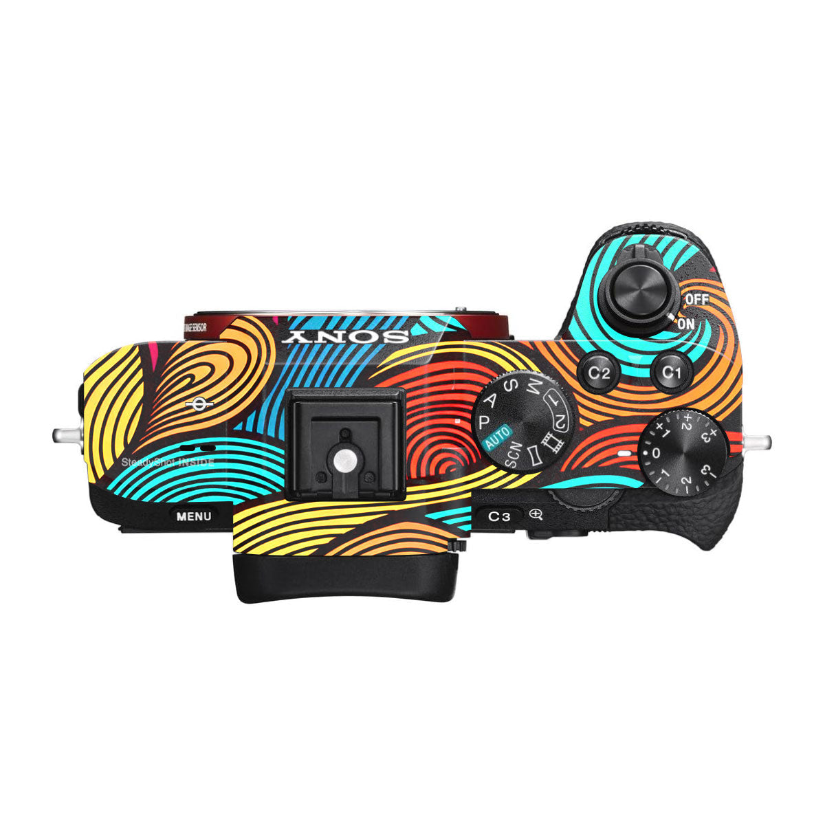 Retro Colorful Doodle Art Pattern Sony A7R II Camera Skins