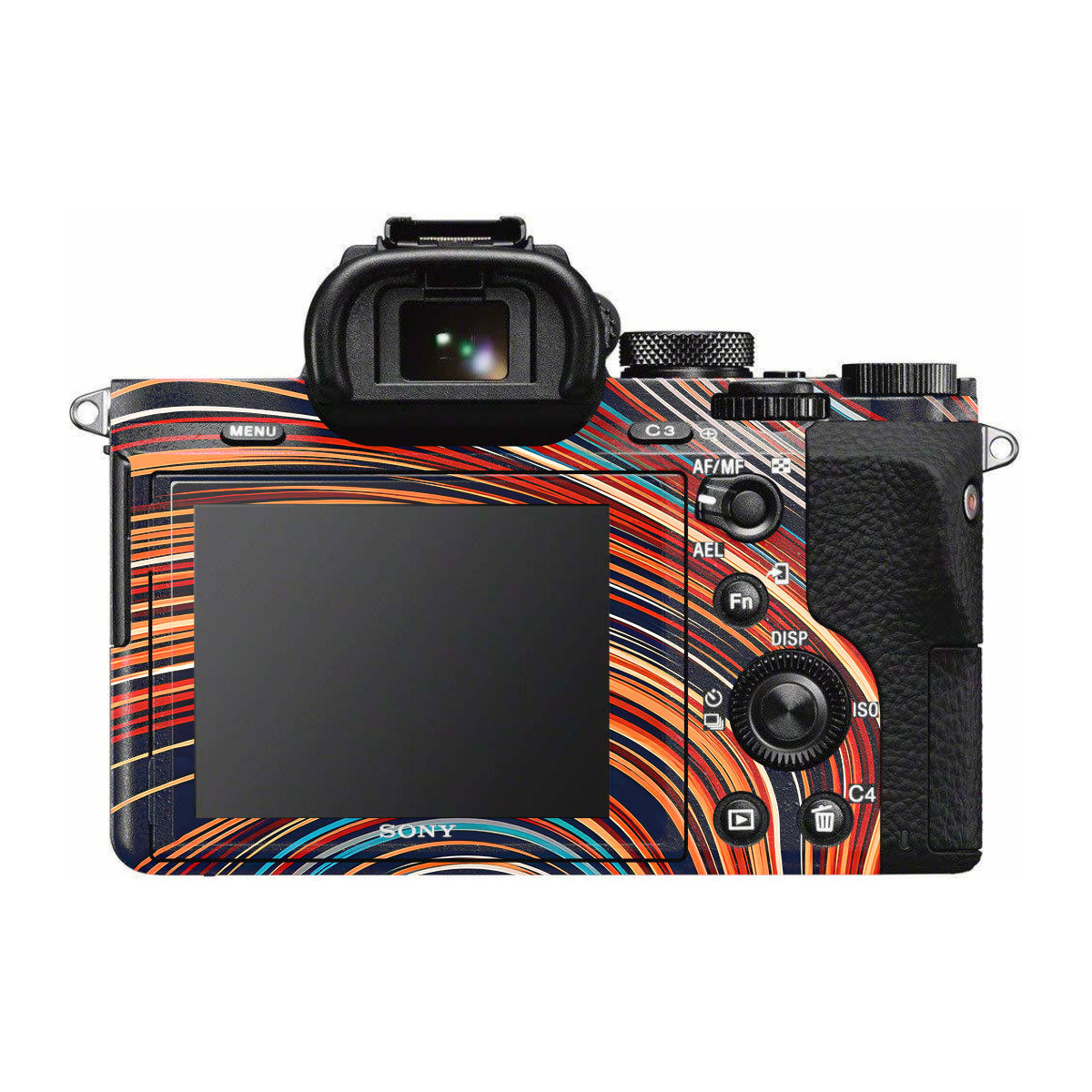 Retro Abstract Striped Swirl Sony A7R II Camera Skins