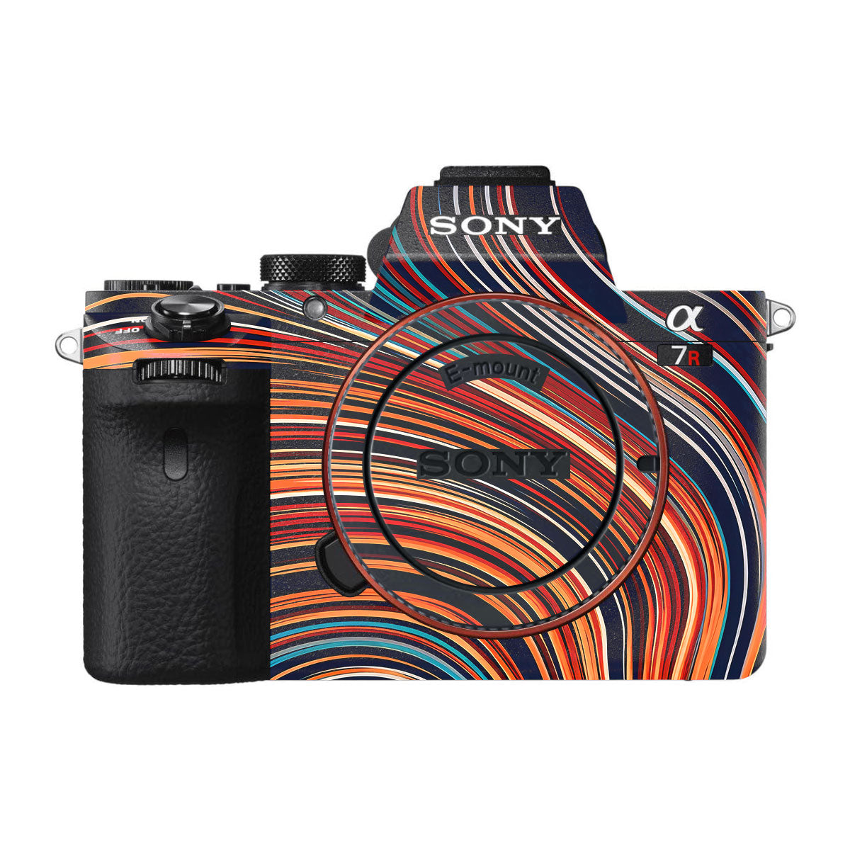 Retro Abstract Striped Swirl Sony A7R II Camera Skins