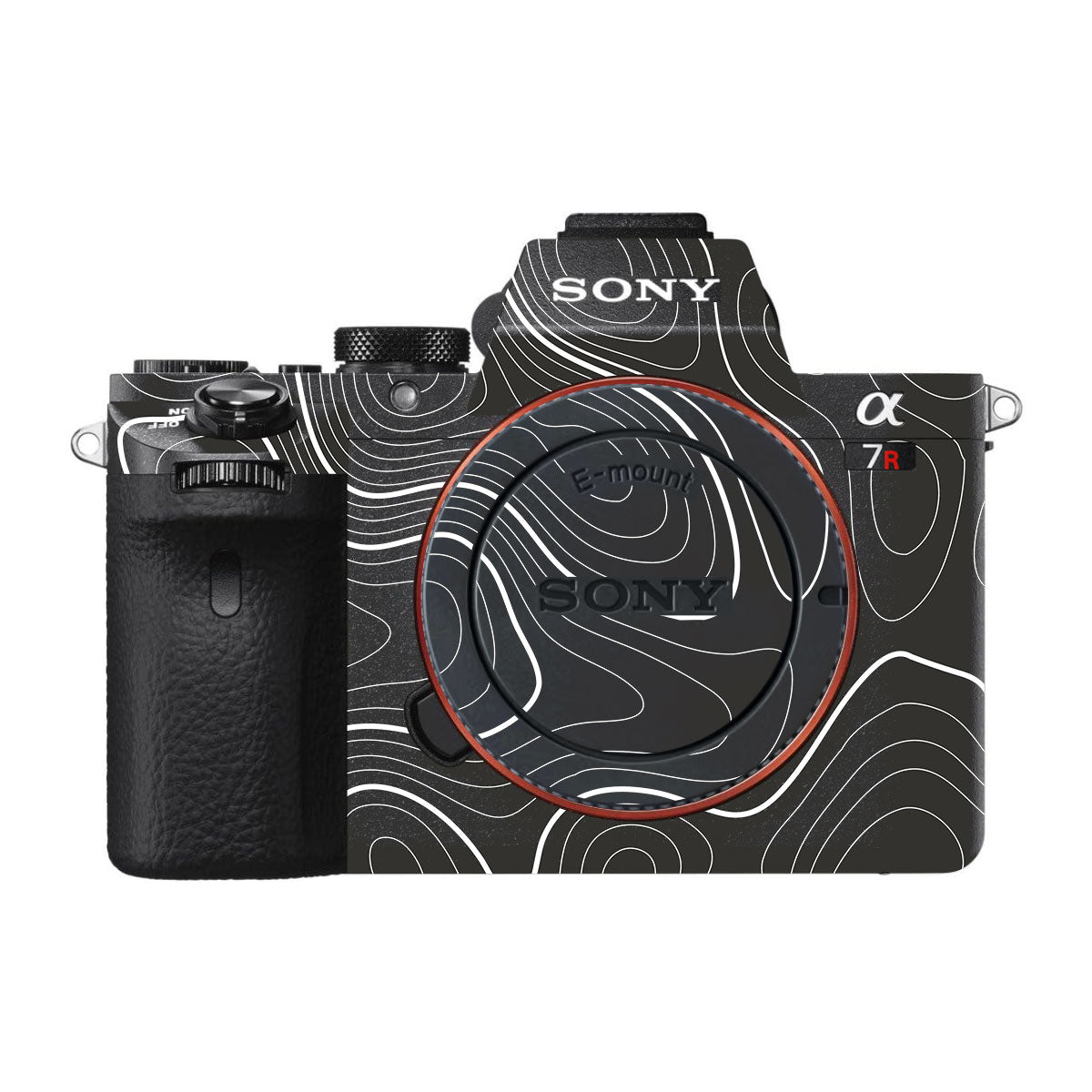 Grayscale Topographic Lines Sony A7R III Camera Skins