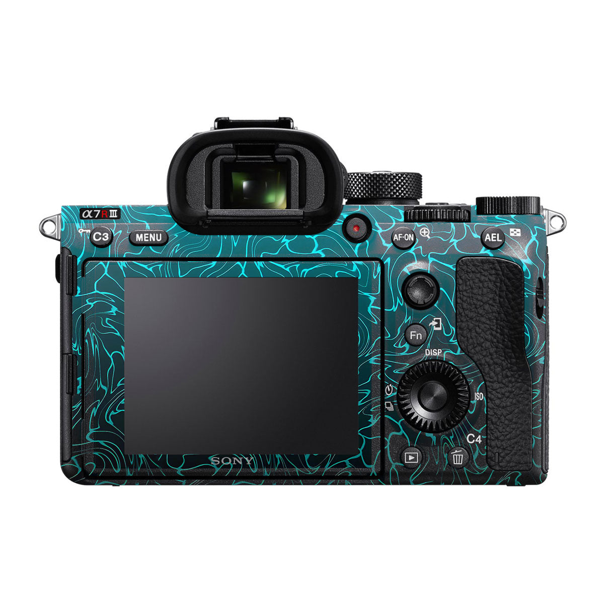 Cyan Blue to Black Gradient Sony A7R III Camera Skins