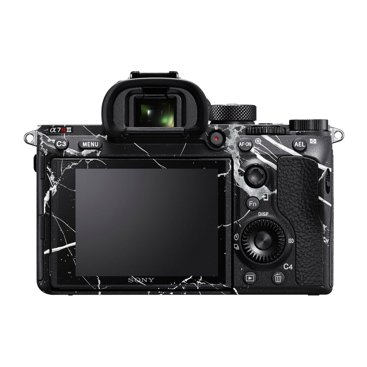 White Veins on Black Sony A7R III Camera Skins