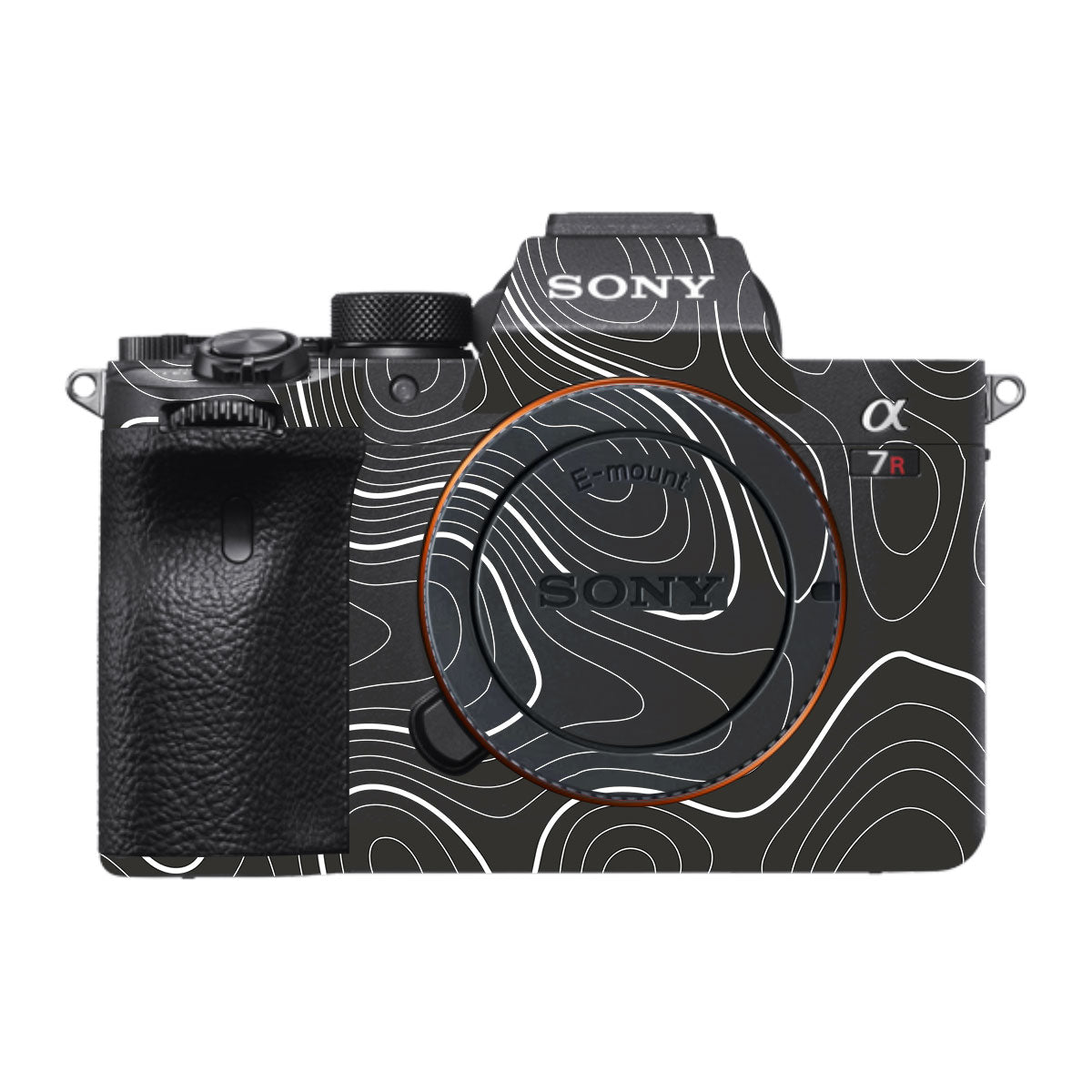 Grayscale Topographic Lines Sony A7R IV Camera Skin