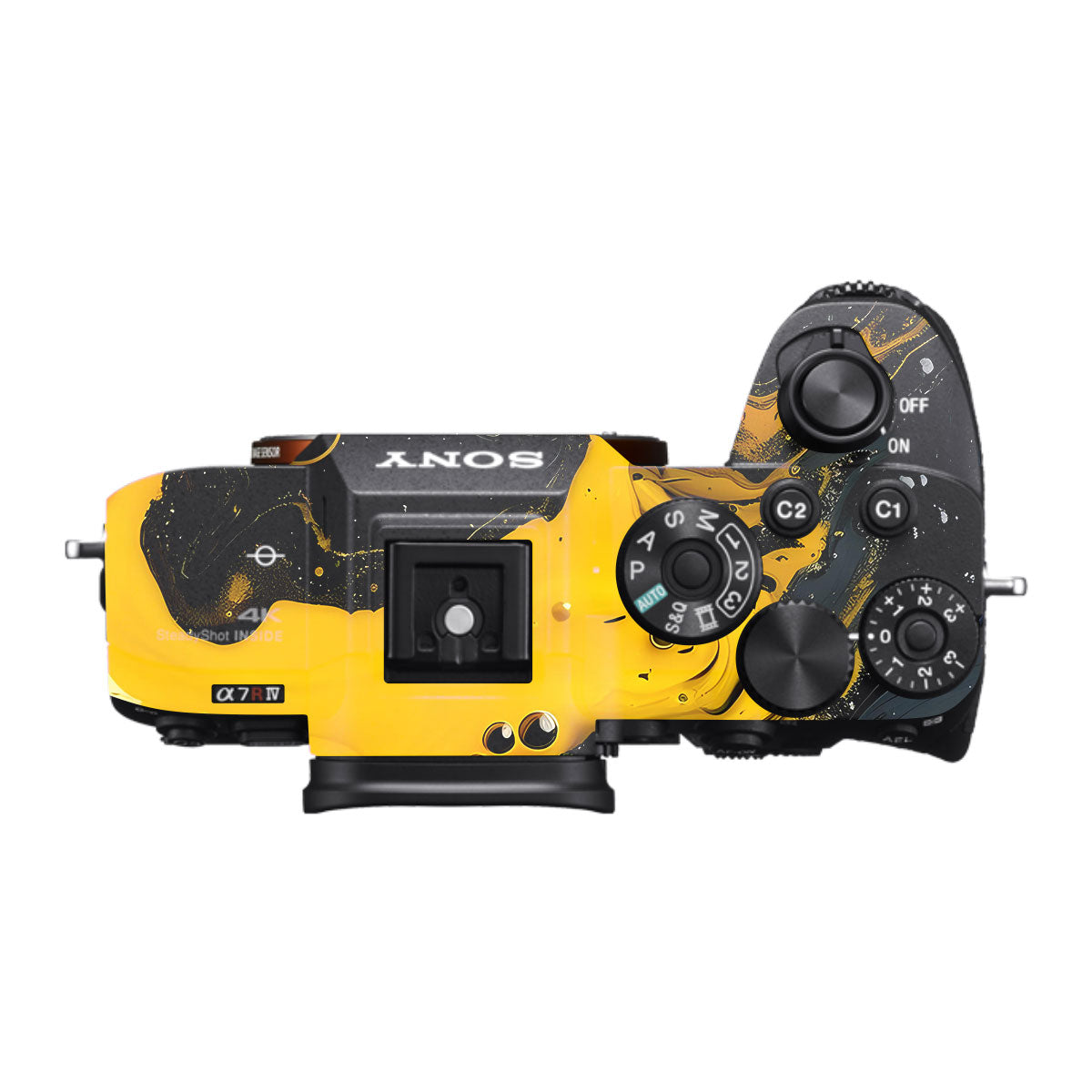 Yellow and Black Paint Swirls Sony A7R IV Camera Skin