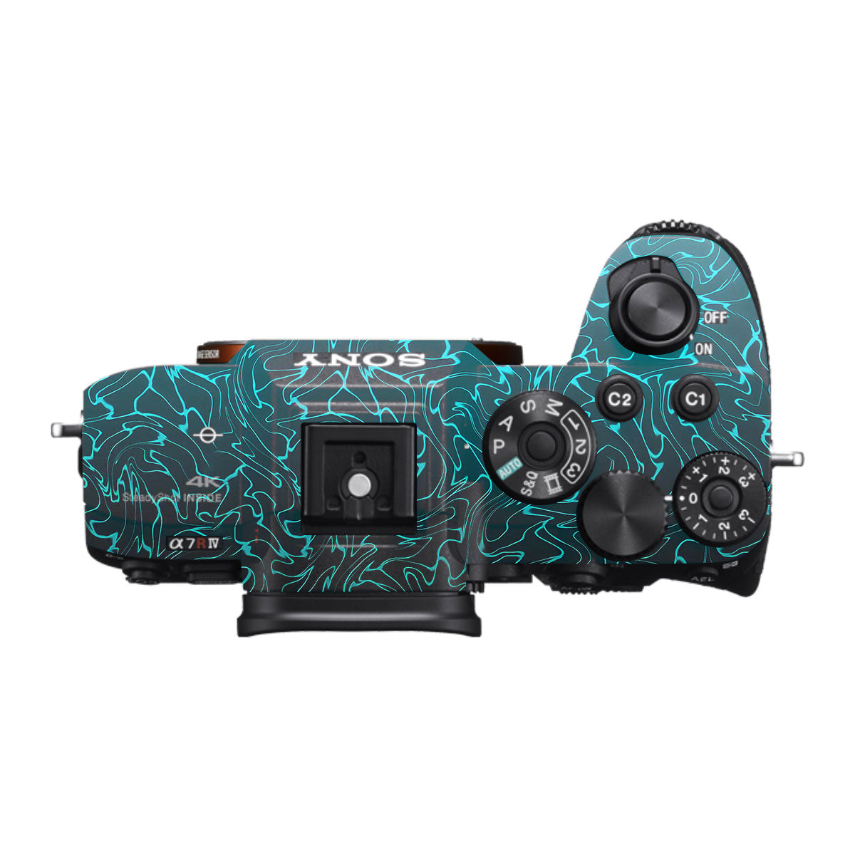Cyan Blue to Black Gradient Sony A7R IV Camera Skin