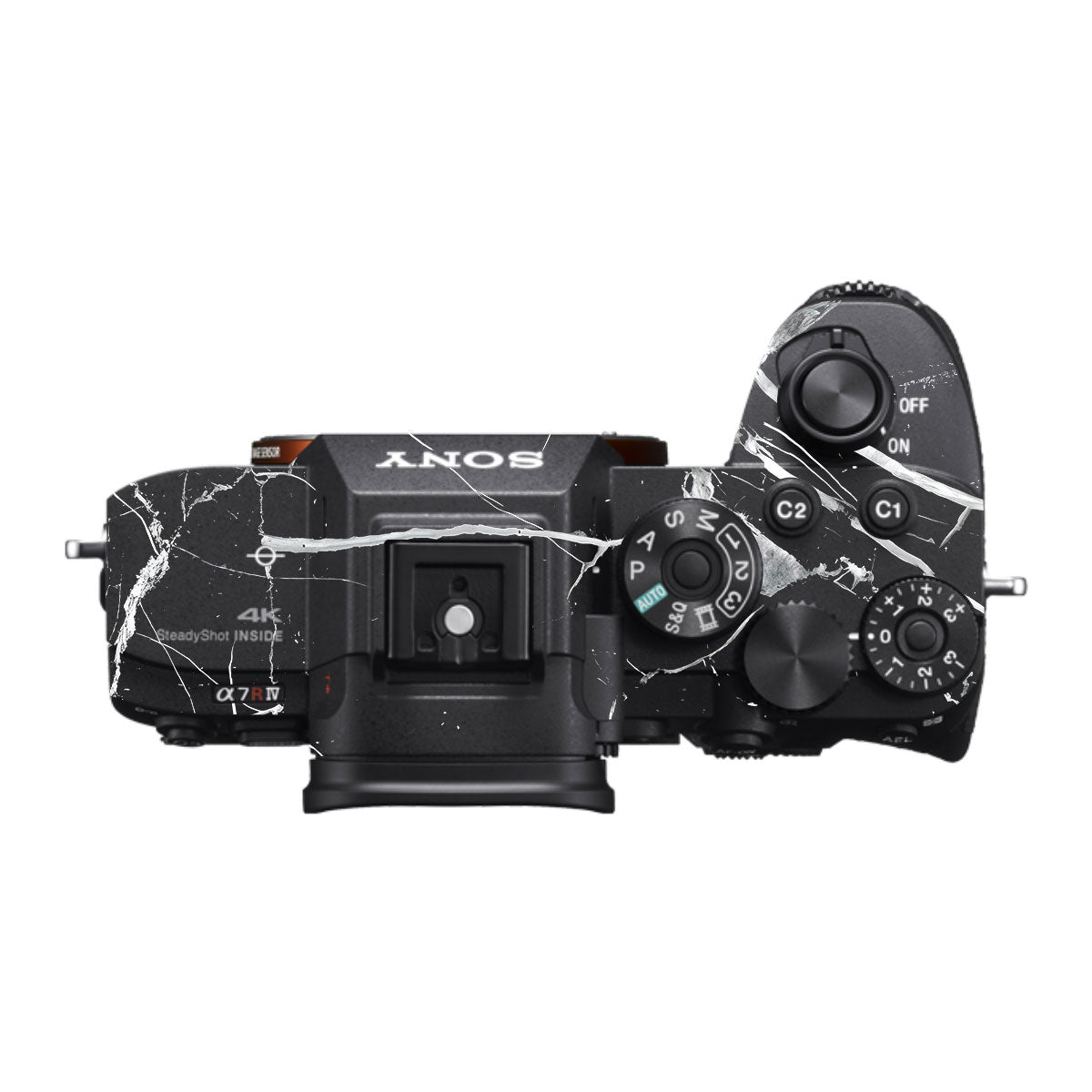 White Veins on Black Sony A7R IV Camera Skin