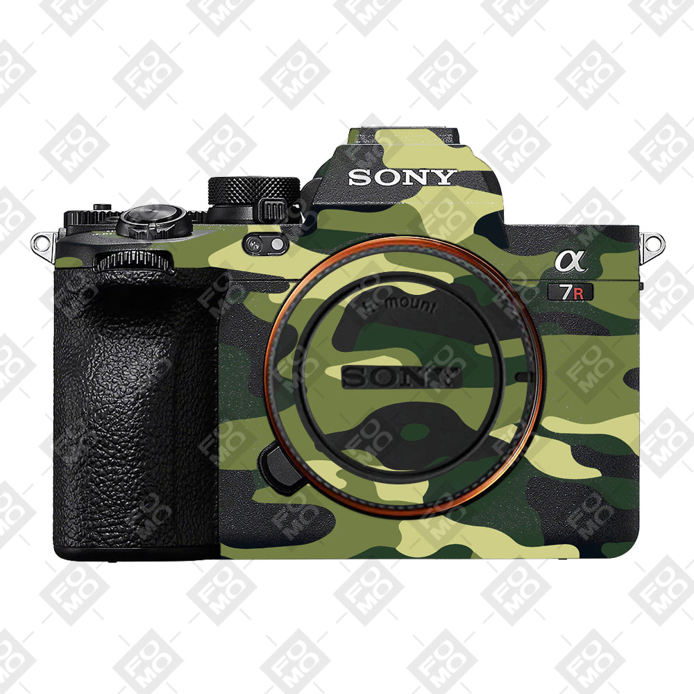 Forest Green Camo Sony A7RV Camera Skins