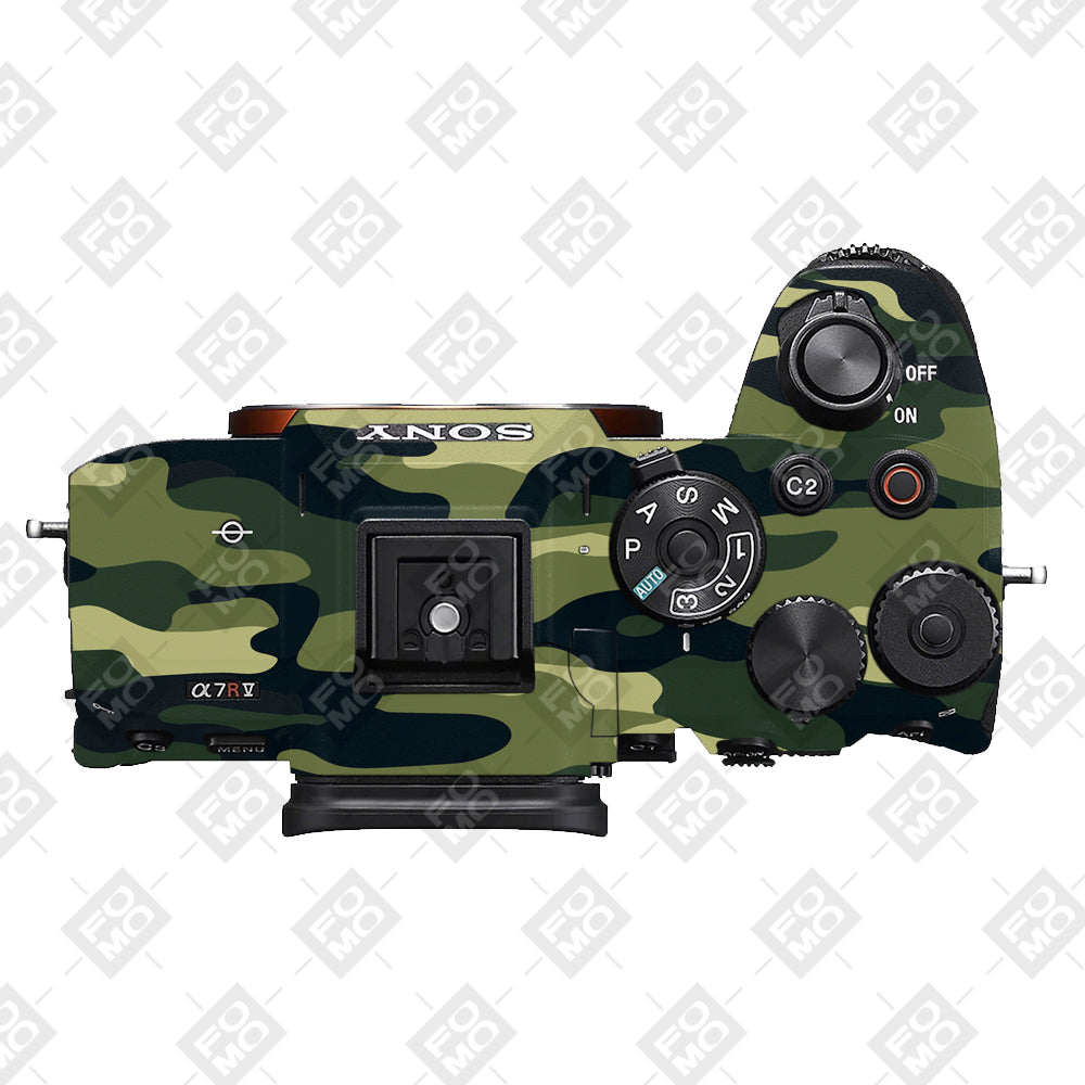 Forest Green Camo Sony A7RV Camera Skins