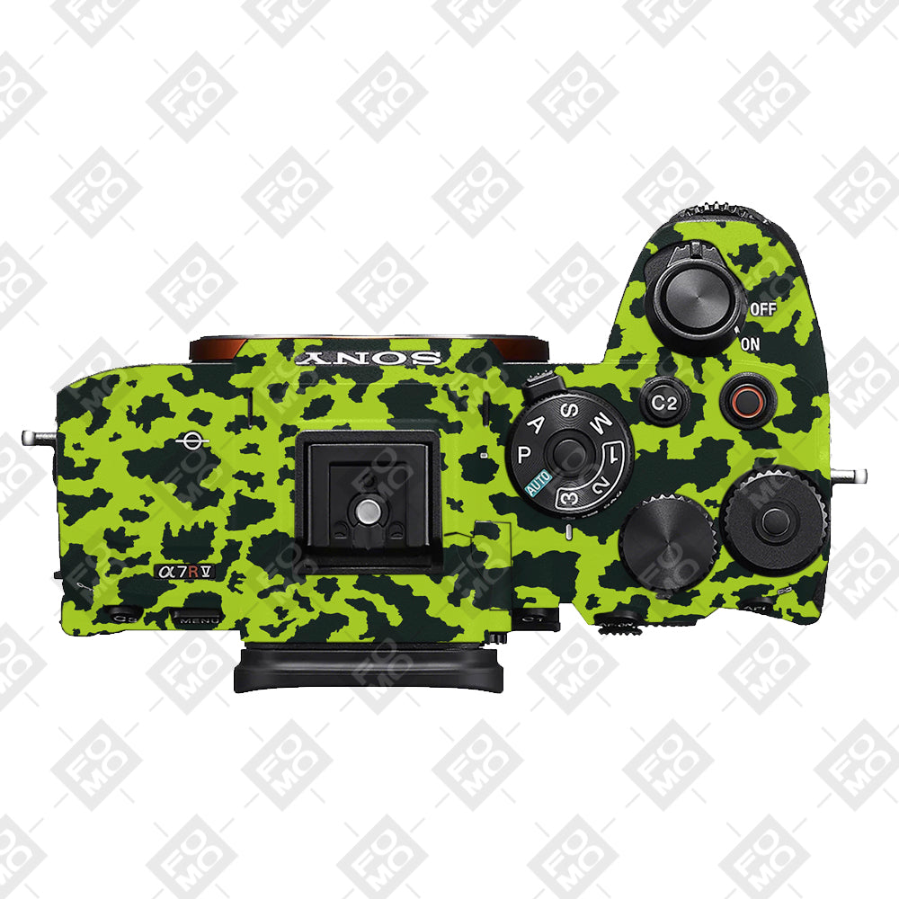 Neon Green Splatter Sony A7RV Camera Skins