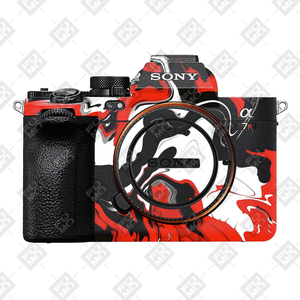 Scarlet and White Motion Sony A7RV Camera Skins