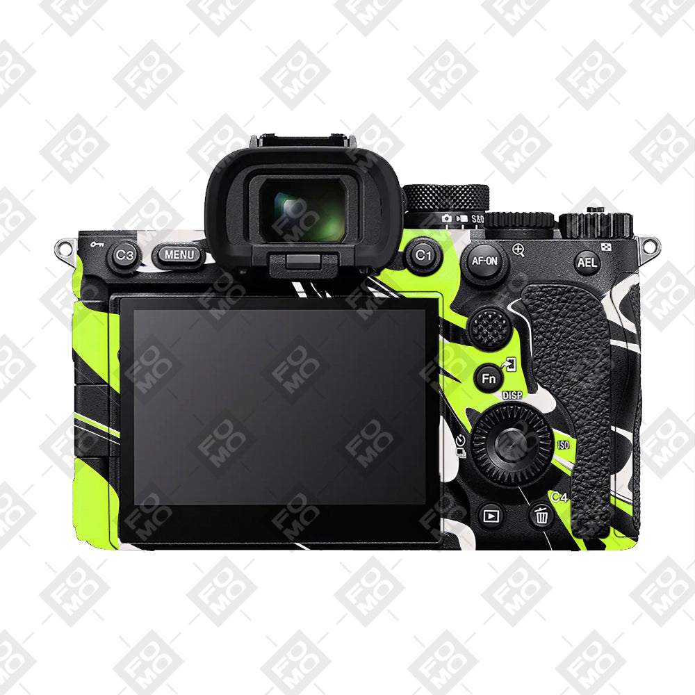 Neon Green and Black Pattern Sony A7RV Camera Skins