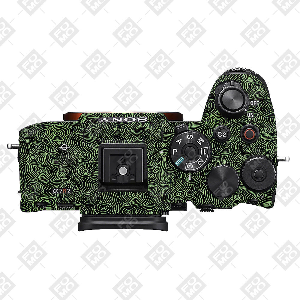 Green Spirals Sony A7RV Camera Skins