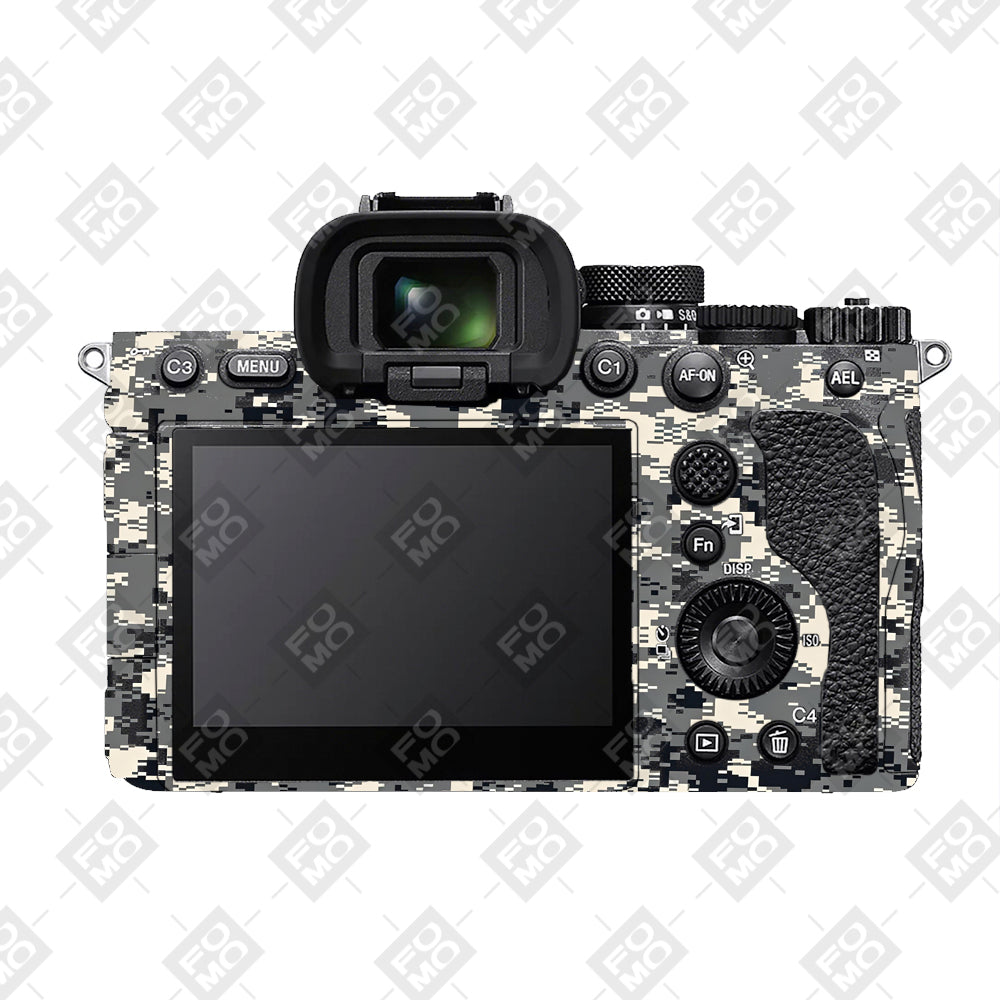 Grey Black Pixel Sony A7RV Camera Skins