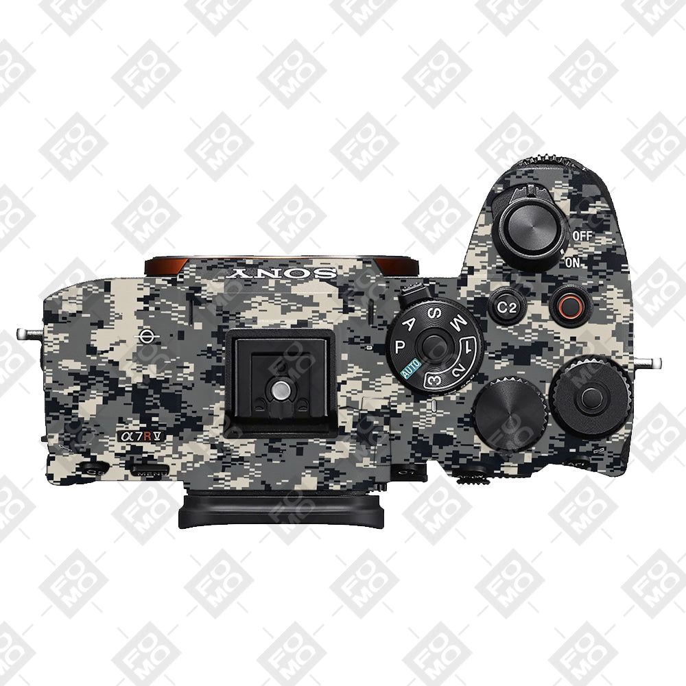 Grey Black Pixel Sony A7RV Camera Skins