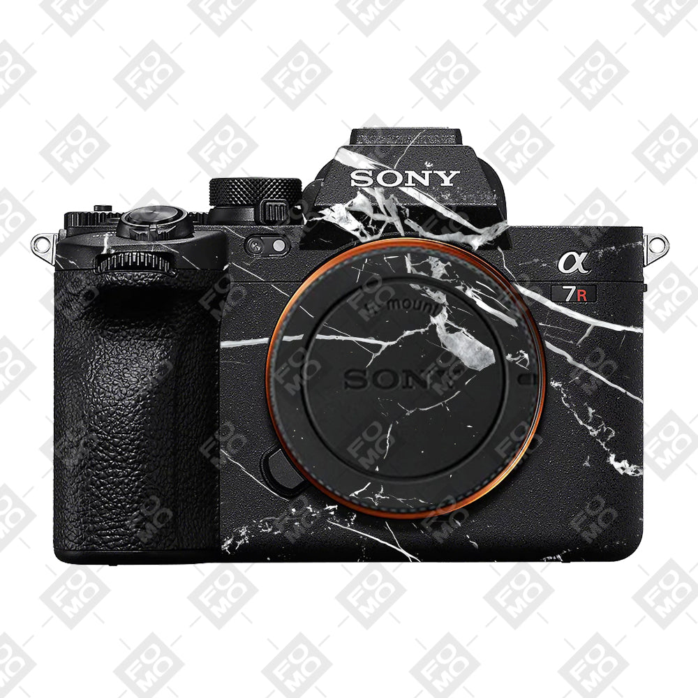 White Veins on Black Sony A7RV Camera Skins