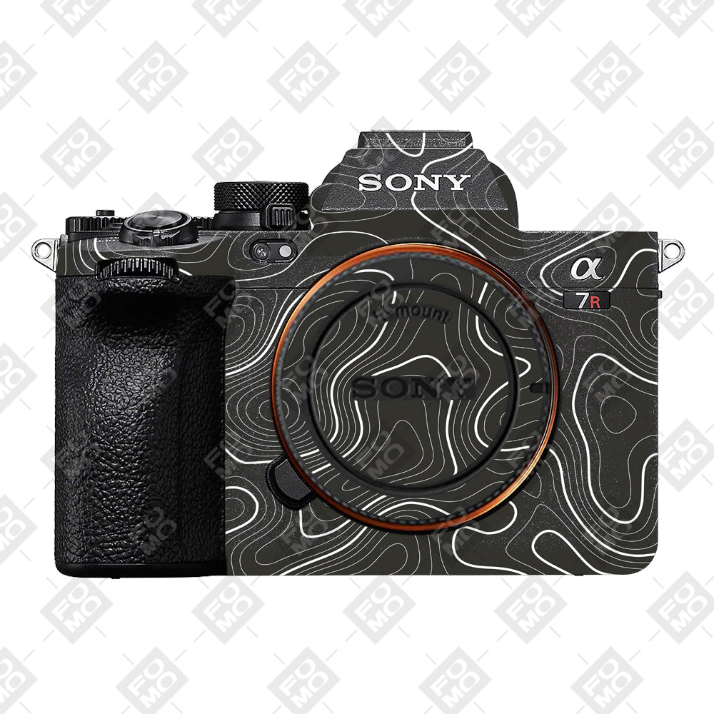 Grayscale Topographic Lines Sony A7RV Camera Skins