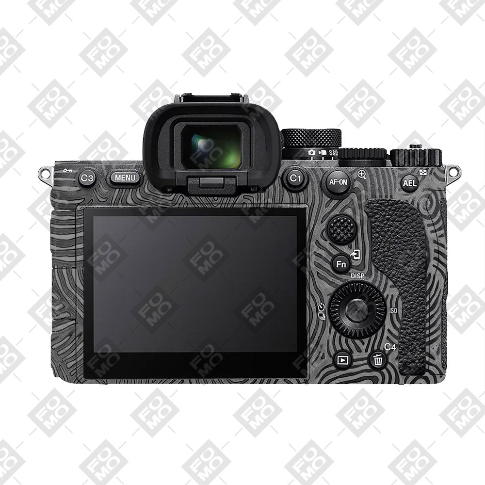 Monochrome Line Maze Sony A7RV Camera Skin