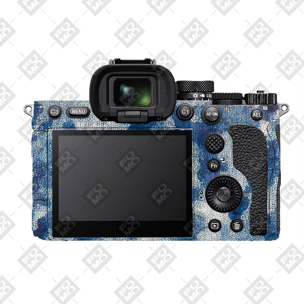 Blue Watercolor Fabric Sony A7RV Camera Skin