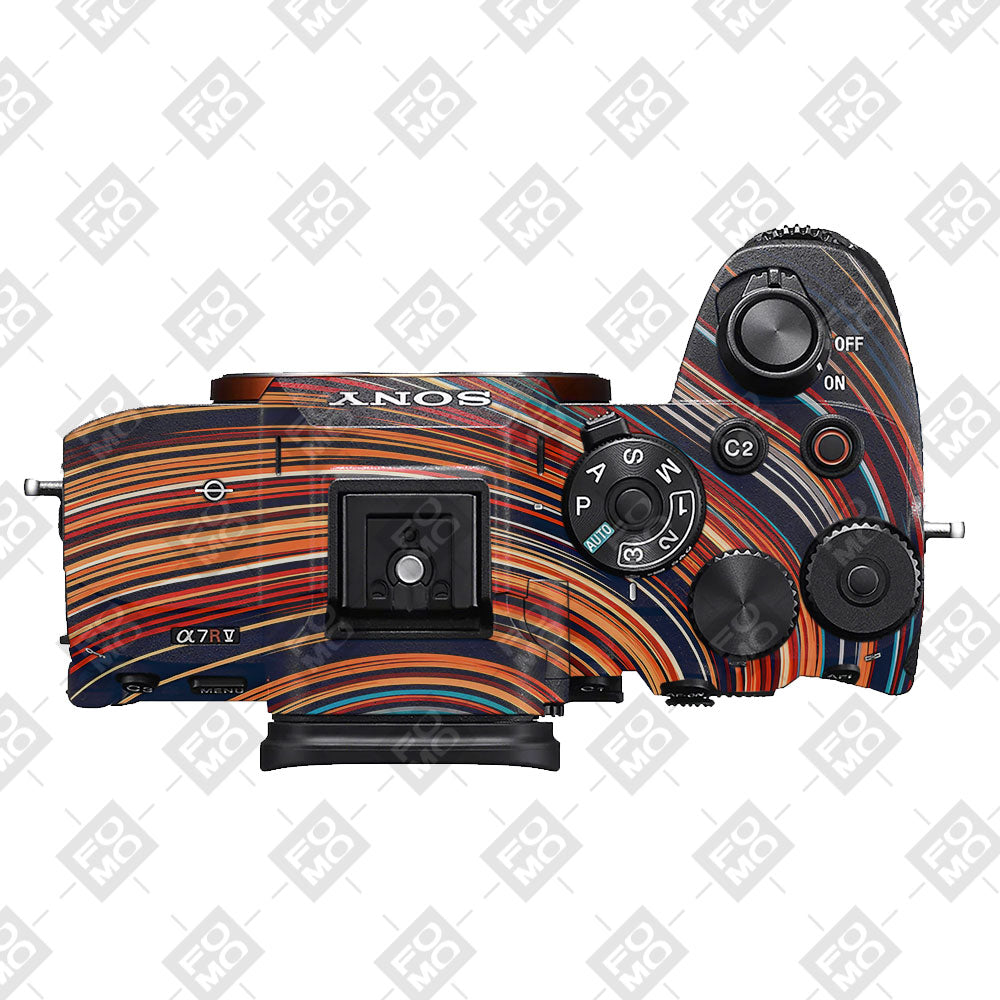 Retro Abstract Striped Swirl Sony A7RV Camera Skin