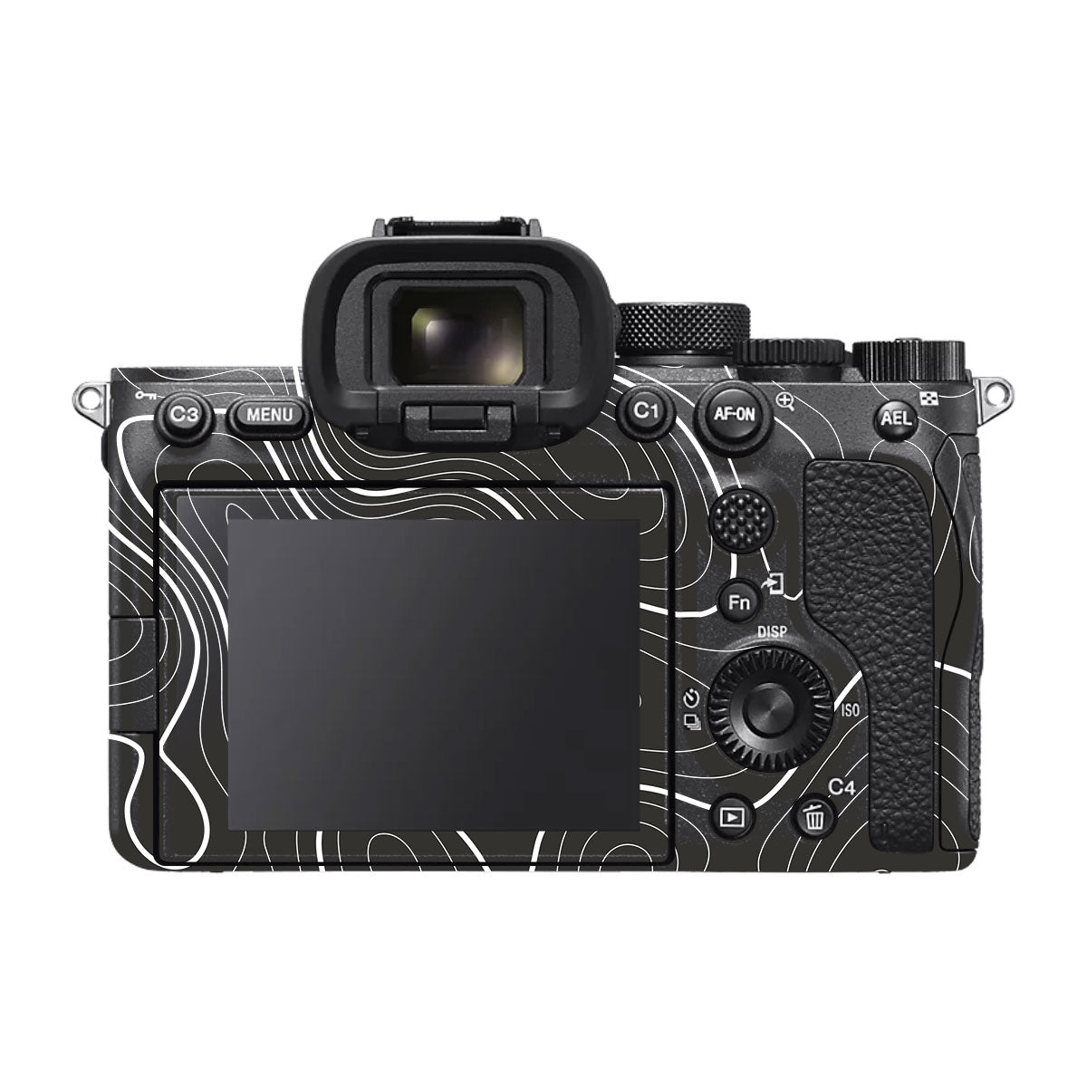 Grayscale Topographic Lines Sony A7S III Camera Skin