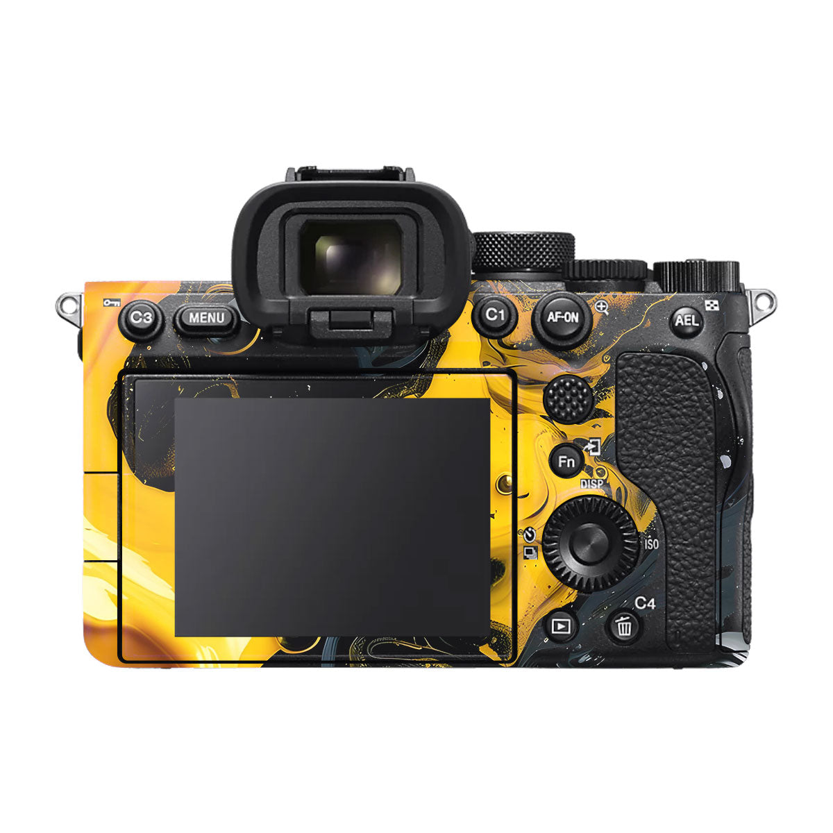 Yellow and Black Paint Swirls Sony A7S III Camera Skin