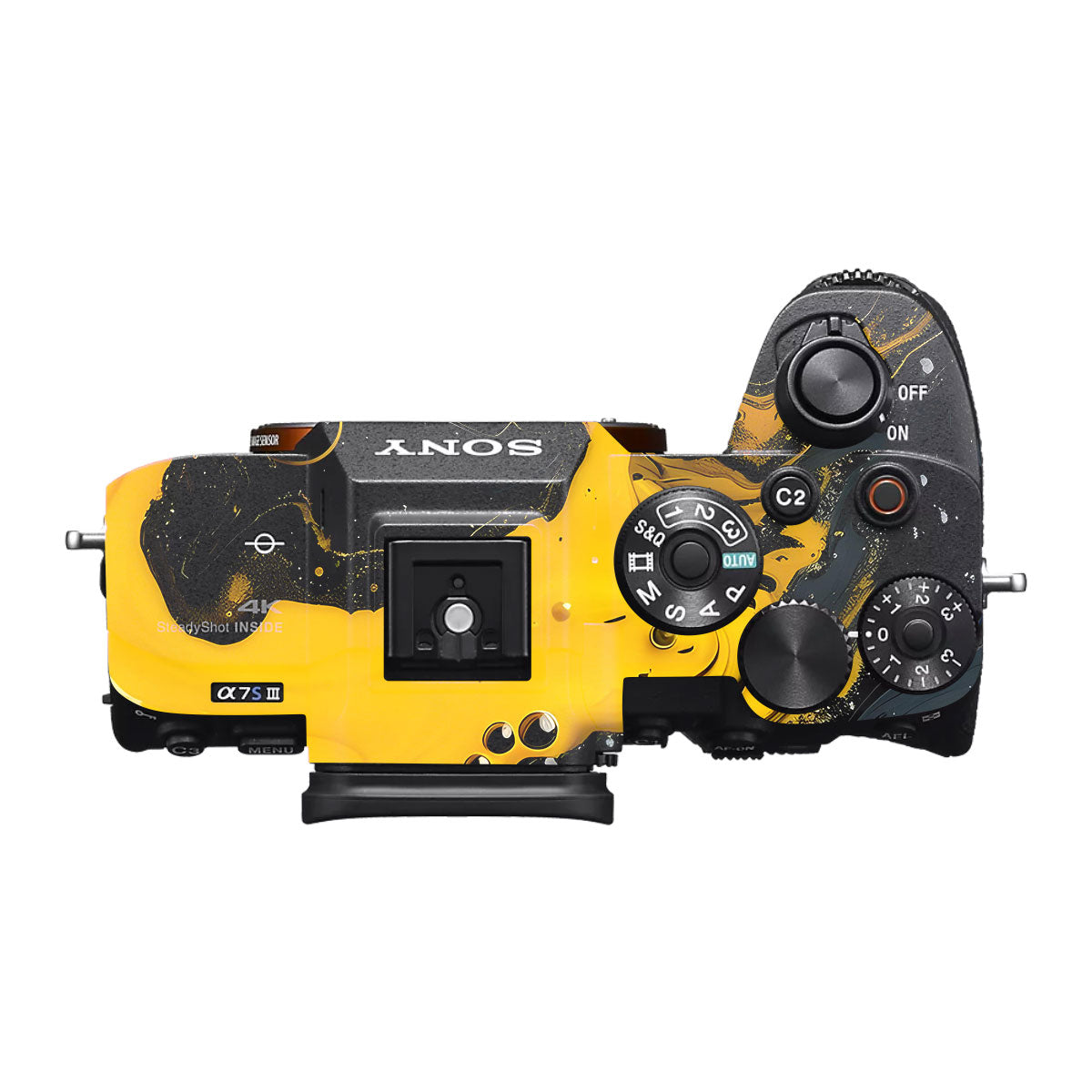 Yellow and Black Paint Swirls Sony A7S III Camera Skin