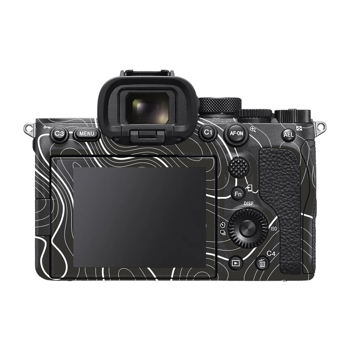 Grayscale Topographic Lines Sony A7 V Camera Skin