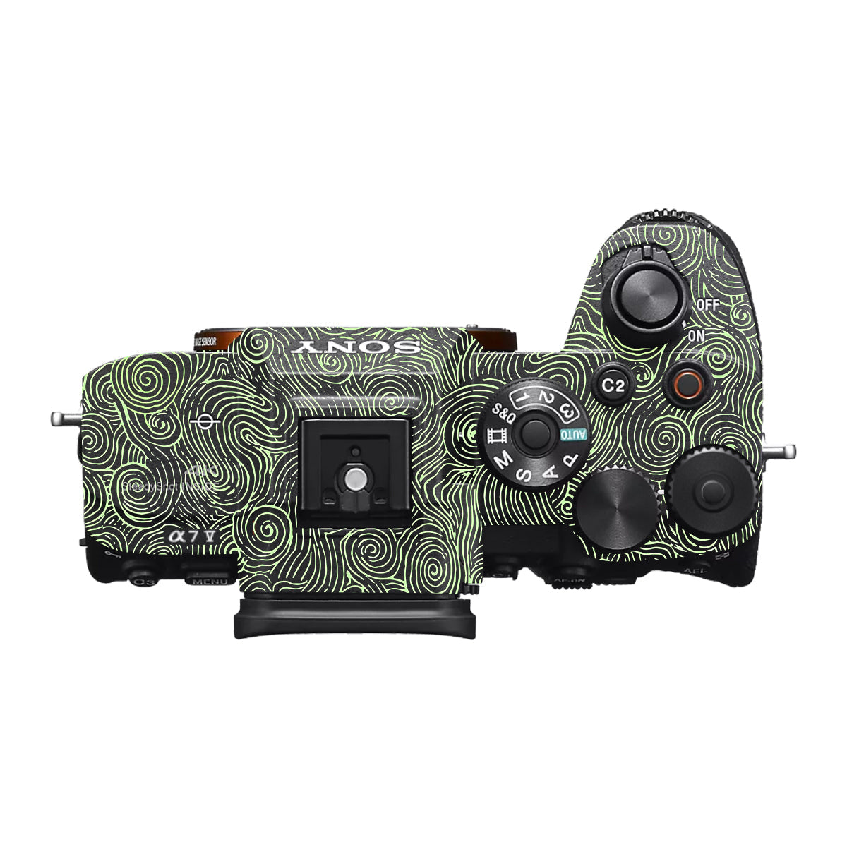 Green Spirals Sony A7 V Camera Skin