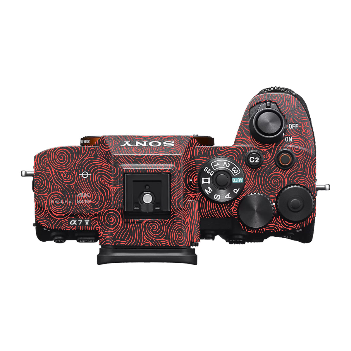 Red Spirals Sony A7 V Camera Skin