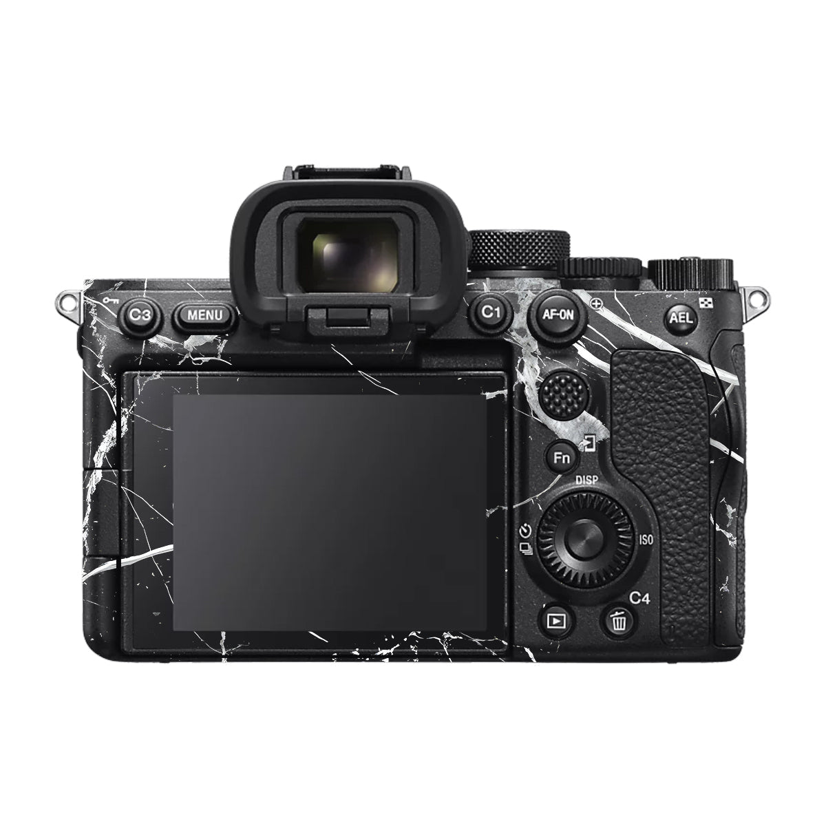 White Veins on Black Sony A7 V Camera Skin